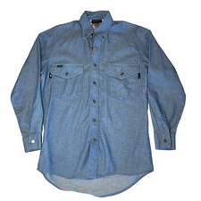 Workrite Mens Small Shirt Flame Resistant 38 R Ultra Soft Denim Arc Rating 5.2