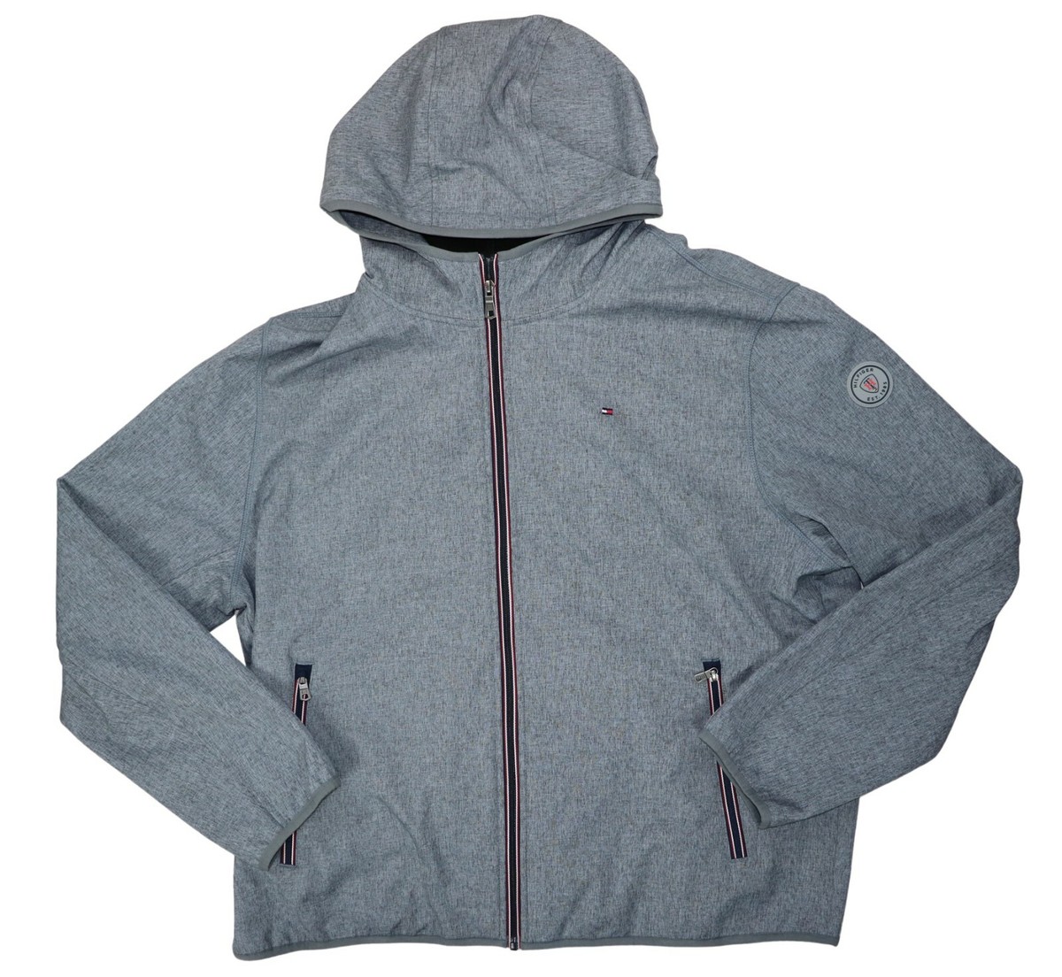Tommy Hilfiger Water Resistant Hooded Zip Front Soft Shell Jacket XXL NWT  Grey