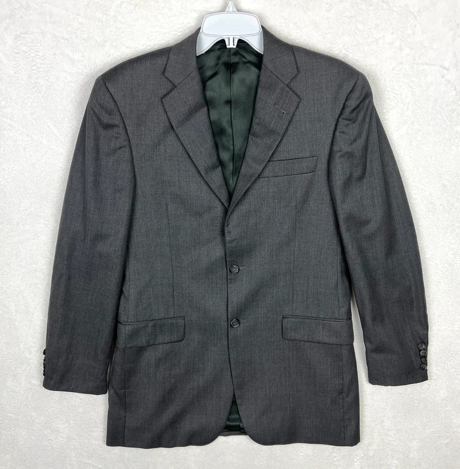 Buberry London 2 Piece Suit Mens 36R Gray Jacket Blazer Pants 30x30 Wool - Image 2 of 4