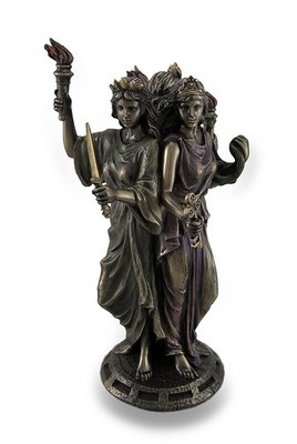 Bronze Finish Triple Form Hecate Greek Goddess of Magic Statue, 8 1/4'' Tall