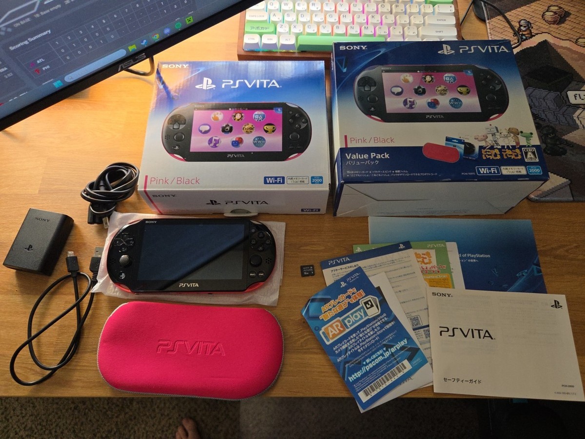 Sony PS Vita PCH-2000 Pink Black Slim Console Value Pack | eBay
