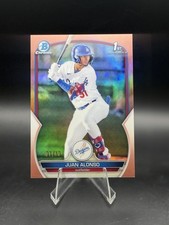 JUAN ALONSO 2023 BOWMAN CHROME #BCP-137 ROSE GOLD REFRACTOR 7/10 LA DODGERS🔥Q28