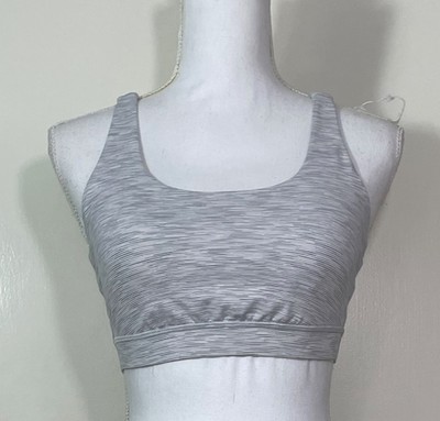 Women's Lululemon Grey and White Striped Crossback Sports Bra Sz. 8 A22-4