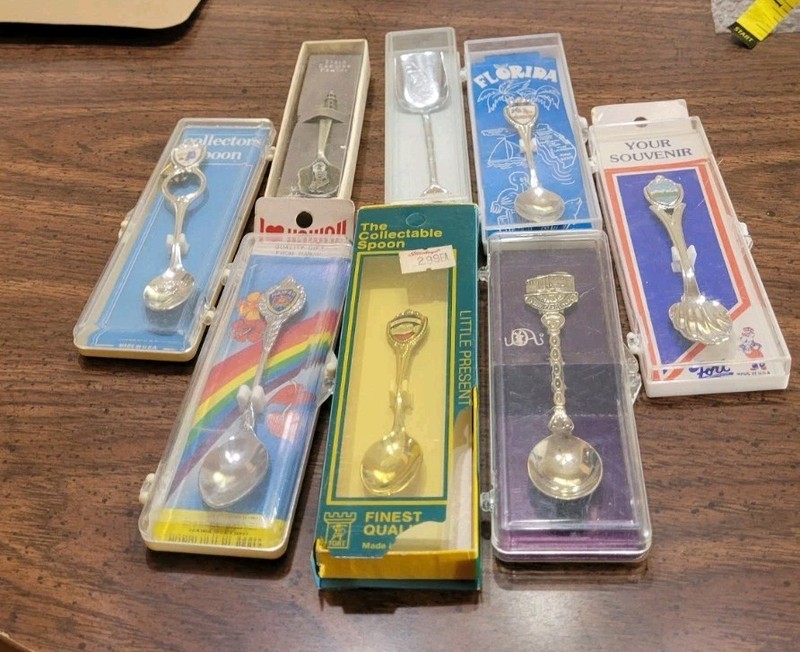 Lot Of 8 Souvenir Spoons In Original Boxes
