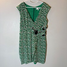 Moulinette Soeurs Anthropologie Silk Floral Sheath Dress Size 10 Green