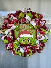 Merry Christmas Grinchmas Style Wreath, 25  in Diameter