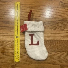 Letter L Wondershop Monogram Mini Christmas Stocking Initial White Knit Target