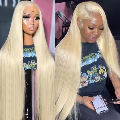 30 36 Inch 13x6 Bone Straight 613 Hd Honey Blonde Lace Front Human Hair Wigs