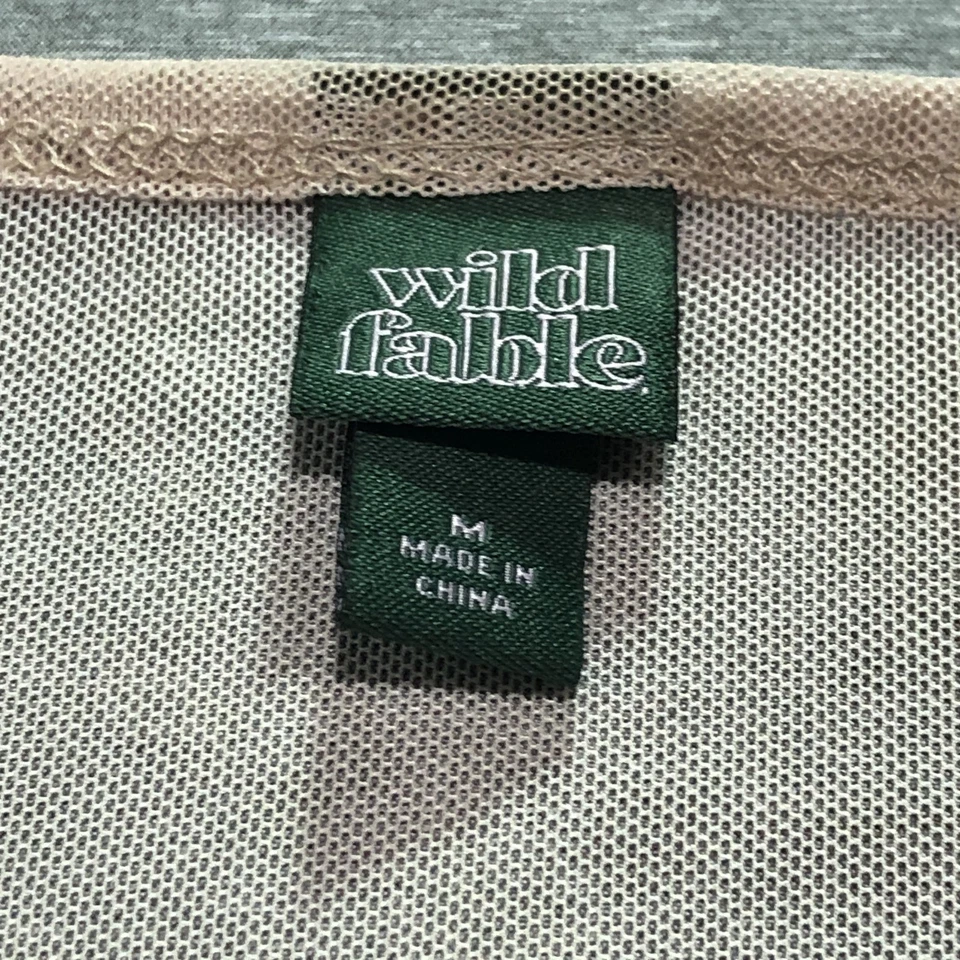 Wild Fable Shirt Womens Medium Sheer Floral Butterfly Retro Feminine Indie Beige - Image 2 of 4