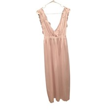 Vintage Undercover Wear Womens Long Satin Nightgown Small S Blush Pink Coquette
