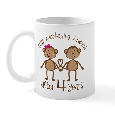 CafePress 4Th Anniversary Love Monkeys Mug 11 oz Ceramic Mug (719141077)