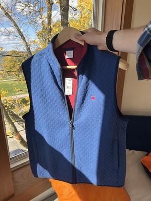 NEW Brooks Brothers Cotton-Blend Diamond-Quilted Full-Zip Vest (Small)