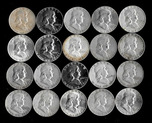 Franklin Half Dollar Roll (20 Coins)  90% Silver (1949-63) Lot C92