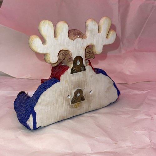 Christmas Moose In Blue Sweater Red Scarf Toilet Paper Roll Holder - Picture 6 of 6