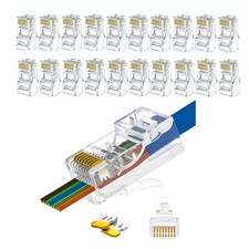 EZYUMM 20-Pack RJ45 Pass Through Connector, Cat 5 Cat 6 connectors, Gold Plat...