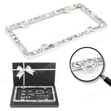 Jewel Crystal White Sparkling Rhinestone Diamond Bling License Plate Frame Cover Jewel Crystal White Sparkling Rhinestone Diamond Bling License Plate Frame Cover