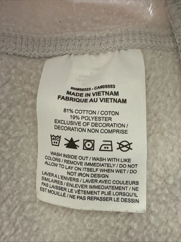 Nike Sweatshirt Off White Fleece Embroidered Logo Crewneck Pullover Size S - Picture 5 of 5