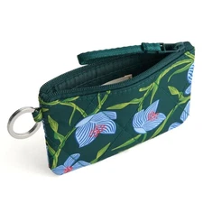New Vera Bradley Zip ID Case Key Ring in Ultralight 3x5 Green Blue E19