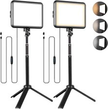Niceveedi LED Photography Lighting Kit, 2-Pack 8” Portable Video Light with Adju