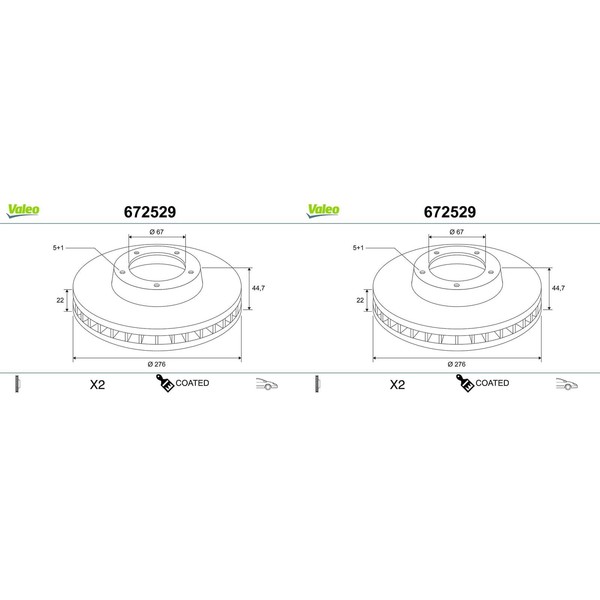 2X Valeo Bremsscheiben 276Mm BelÜFtet Vorne Passend FüR Mercedes A-KLASSE B-KLAS-image