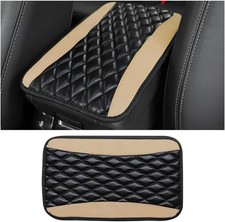Center Console Cushion Pad, Comfortable Leather Automotive Armrest Seat Beige