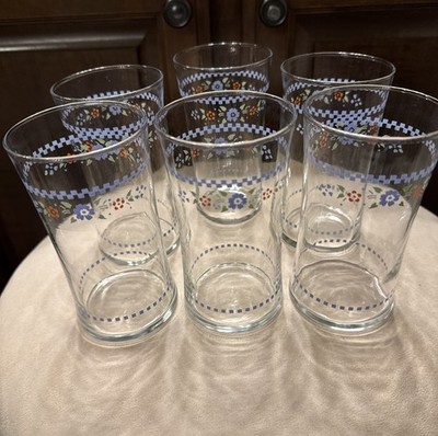 Lot 6 Vintage Needlepoint (Corelle) by Corning Corelle Tumblers 8oz 5in Tall