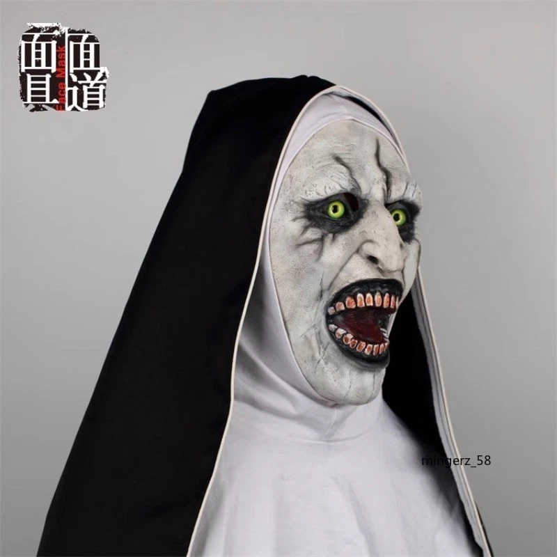 Scary Cosplay The Nun Full Face Halloween Mask Costume Horror Creepy Party Props - Image 2 of 4