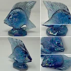 VTG Fenton SUNFISH Carnival Glass Iridescent LIGHT BLUE Small Fish Figurine 2.5"