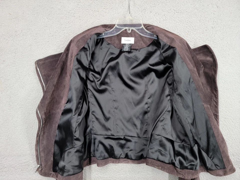 Chaqueta de Motociclista Neiman Marcus Marrón Gamuza Mediana Mujer Otoño Invierno Cremallera Foto 4 de 4