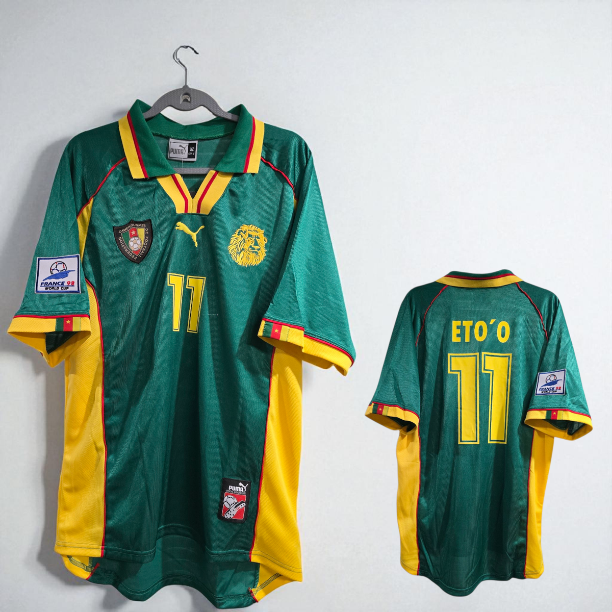 CAMEROON Home World Cup 1998 - Soccer - ETO'O # 11 - XL (Run Small