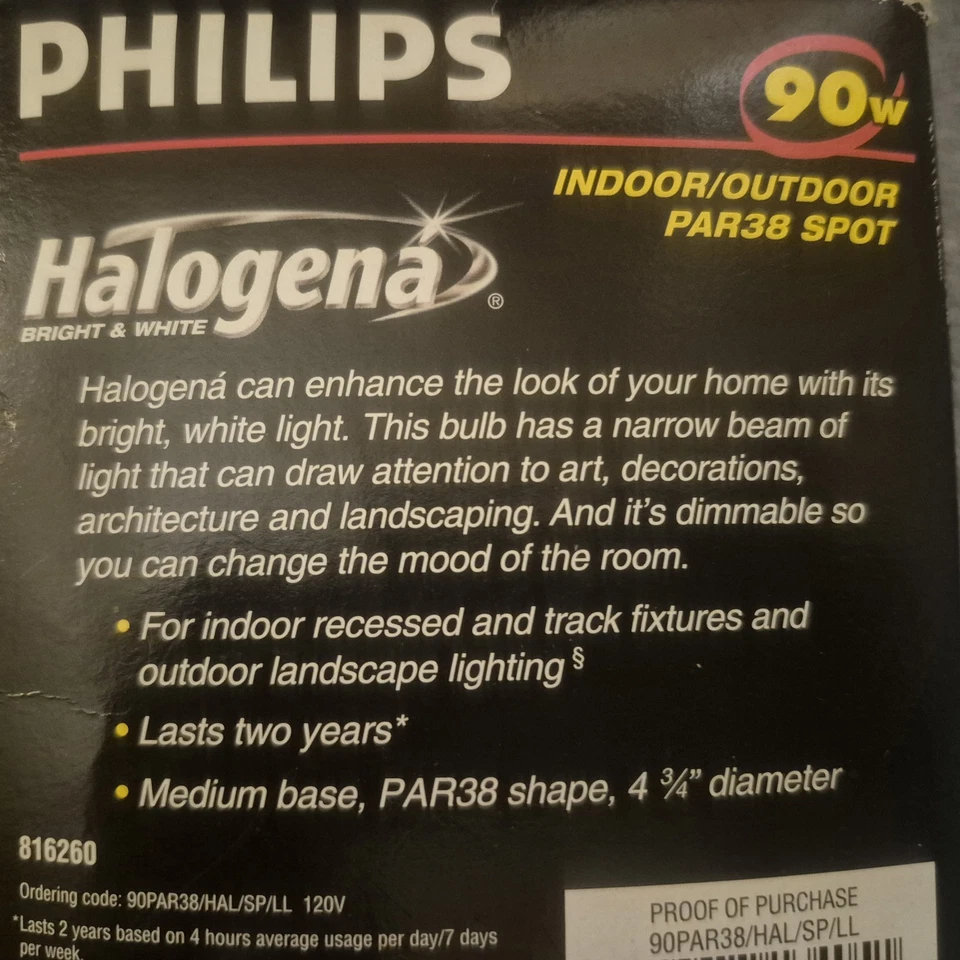 Philips 90-watt Halogena PAR38 spot light bulb. Indoor Outdoor 2 Pack 1350 Luman - Image 3 of 4