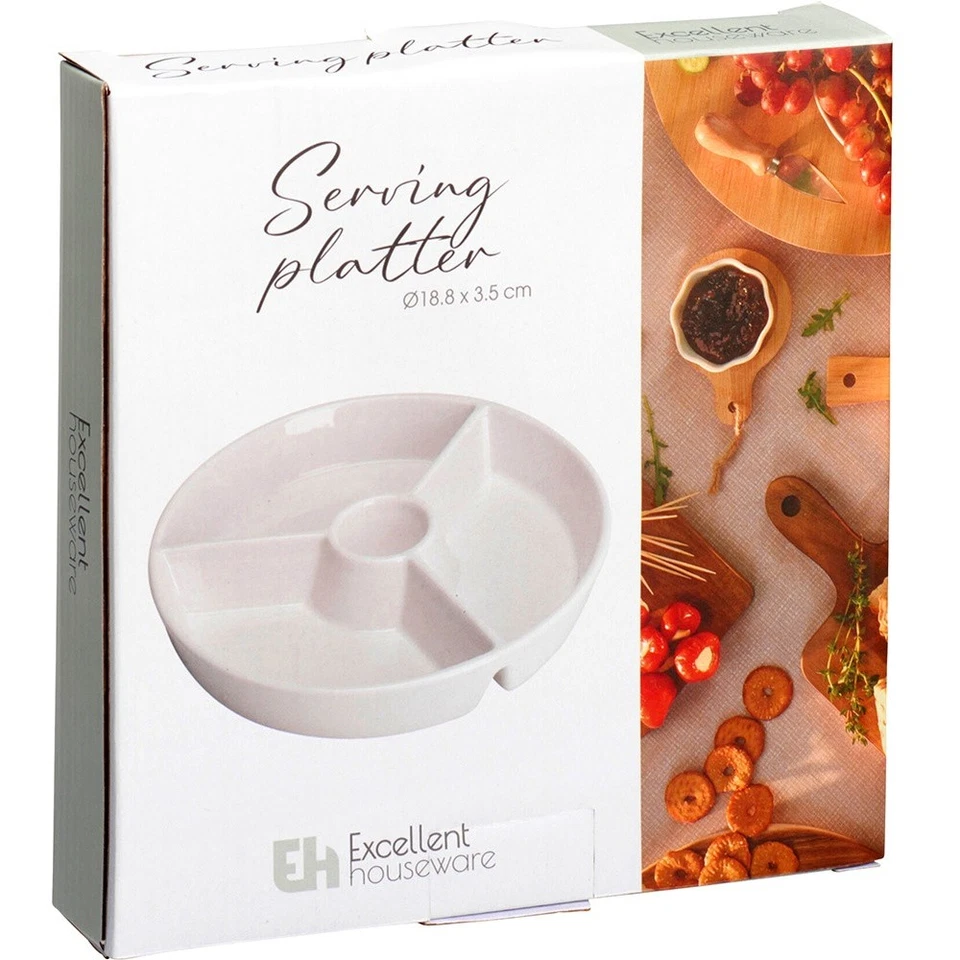 Snackteller Servierteller Servierplatte Porzellan Weiß unterteilt 19cm - Bild 4 von 4