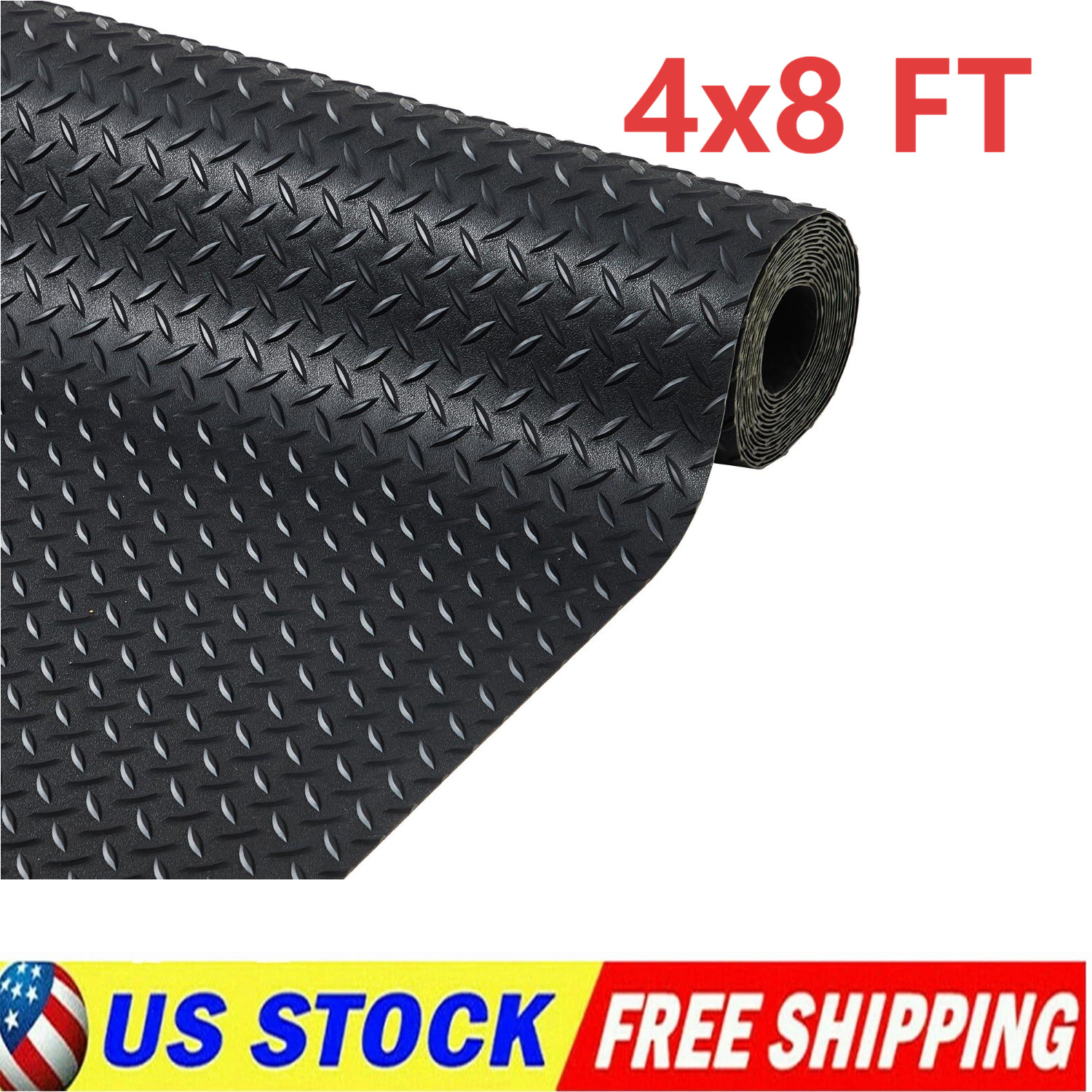 4 x 8 ft Anti Slip Rubber Floor Mats for Cars, PVC Garage Floor Mat for Home Gym