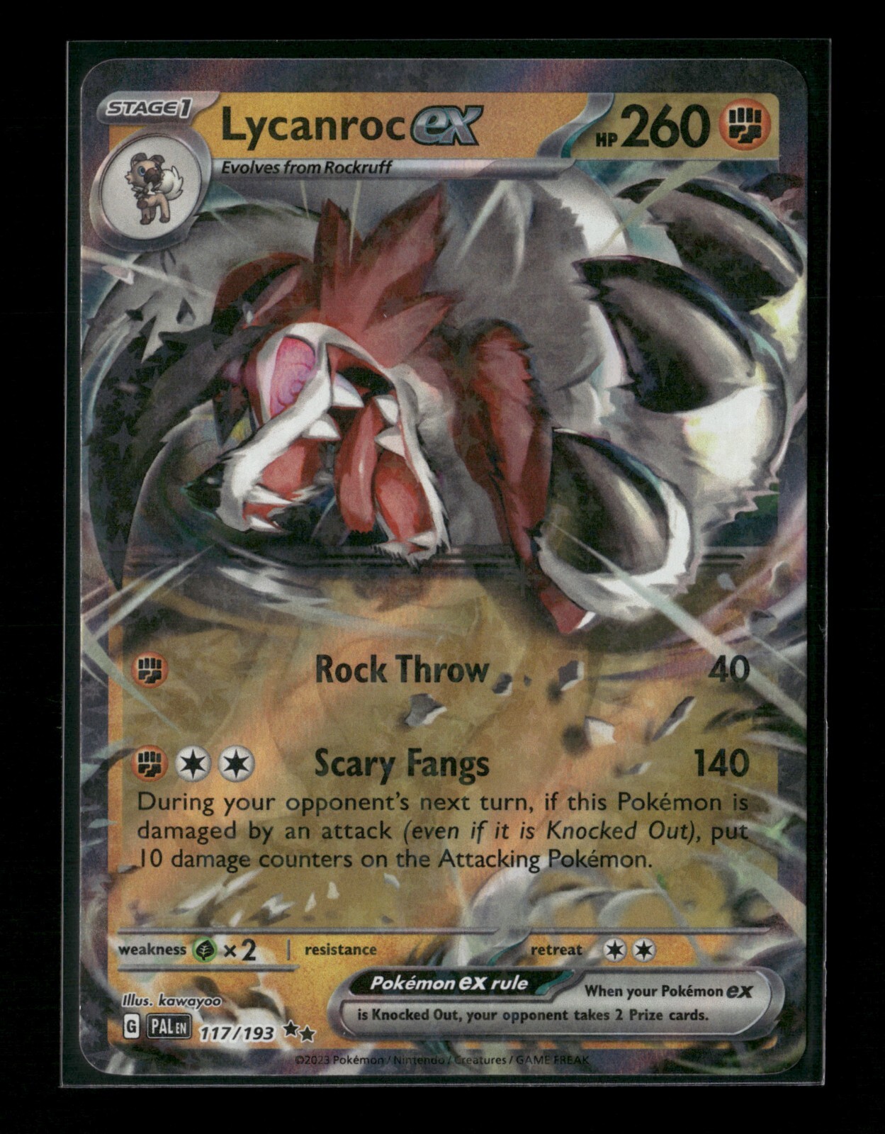Lycanroc ex 117/193 Paldea Evolved DOUBLE RARE Holo Pokemon Card NM
