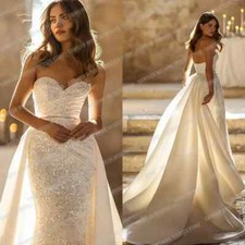 Elegant Mermaid Wedding Dresses Strapless Sparkling Sequin Bridal Gowns Train
