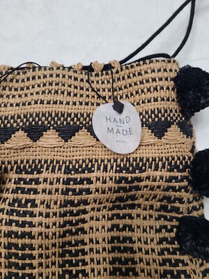 Zara Handmade Black/Brown Backpack Pom Pom Details | eBay display picture 1