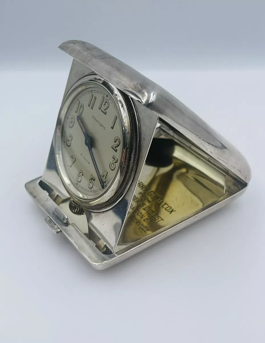 Concord Antique Folding Sterling Silver 8 Day Travel Pegasus Clock | eBay
