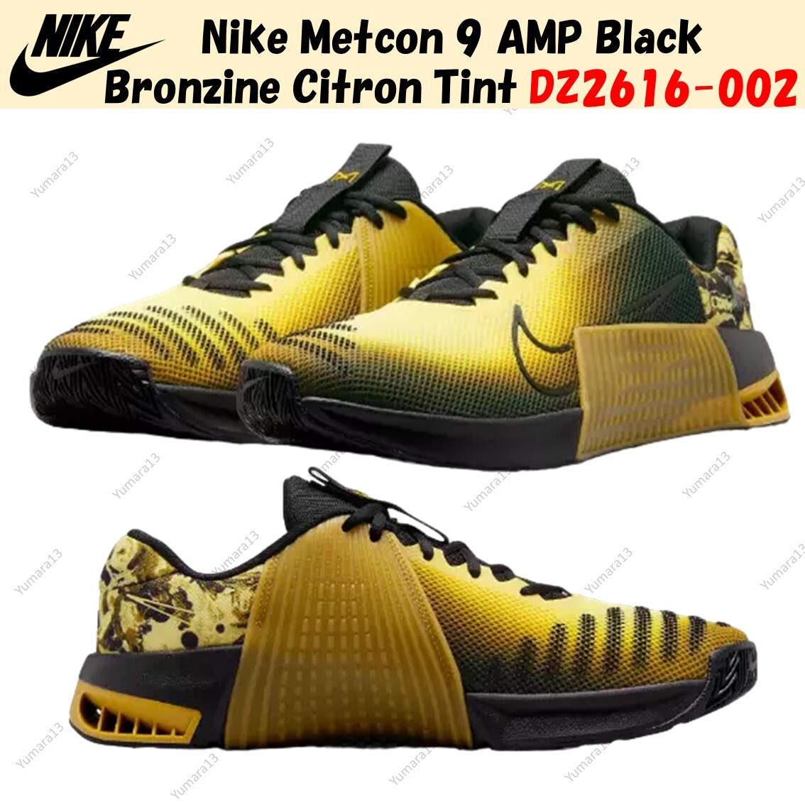 Nike Metcon 9 AMP Black Bronzine Citron Tint DZ2616-002 Nike Metcon 9 AMP Black Bronzine Citron Tint DZ2616-002