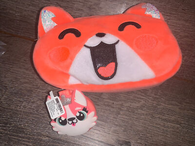 claire s plush Princess fox cosmetics makeup Pencil bag brush set lot