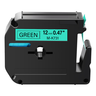 1PK MK731 M-K731 Black on Green Label Tape for Brother P-Touch PT45M 12mm 1/2''