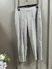 Womens Nine West Crop Dress Pants Large Relaxed Fit Gray Pink Plaid