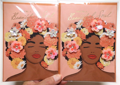2 Papyrus Cards High Quality You're a Beautiful Soul Blank Inside Flowers