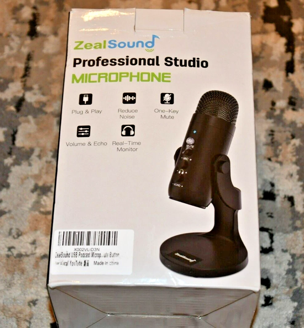 ZealSound USB Condenser Microphone k66 Series Black and Teal, zealsound