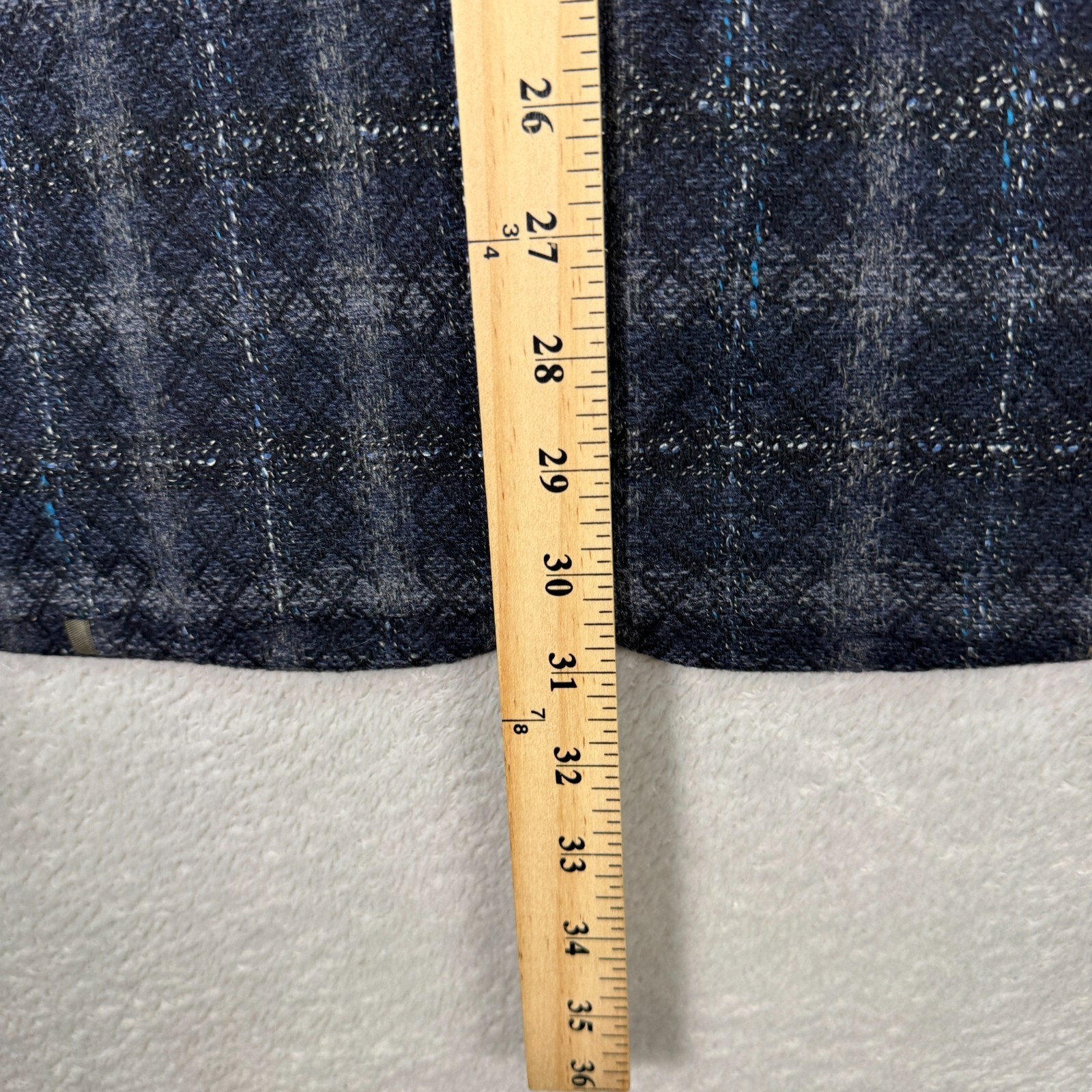 VINTAGE Lanvin Sport Coat Mens Medium Tall Blue Check Tweed Classic Fit Preppy