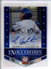 JESMUEL VALENTIN 2012 ELITE EXTRA EDITION STATUS BLUE ROOKIE AUTO #02/50 AJ9569