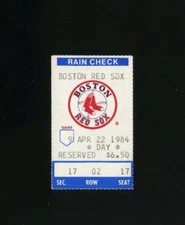 4-22-1984 Oakland Athletics @ Boston Red Sox Ticket - Kingman 2 HRs / Eck Win