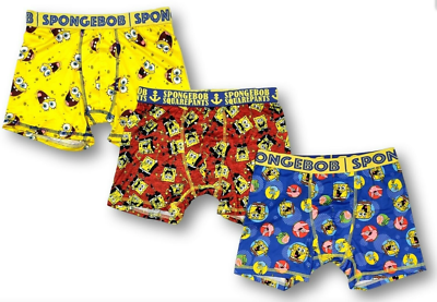 Spongebob Squarepants Boxer Briefs 3-Pack Underwear for Boys Size
