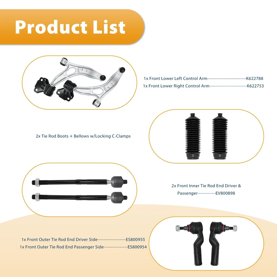 Barra de amarre del brazo de control inferior delantero de 8 piezas para Ford Focus C-Max 2012 2014 2015-2017 Foto 4 de 4