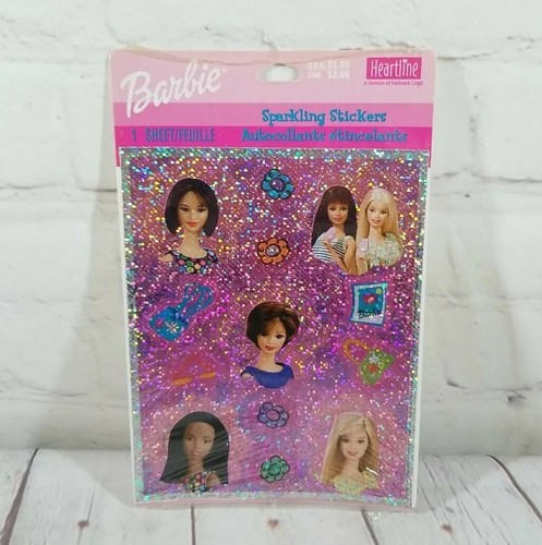 Vintage Hallmark Heartline Barbie Sparkling Stickers NIP 1 Sheet 2000