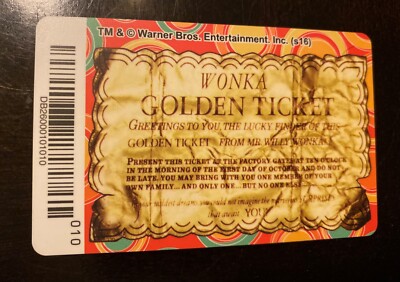 Dave & Buster's Willy Wonka *RARE* Golden Ticket Card *Redeemable
